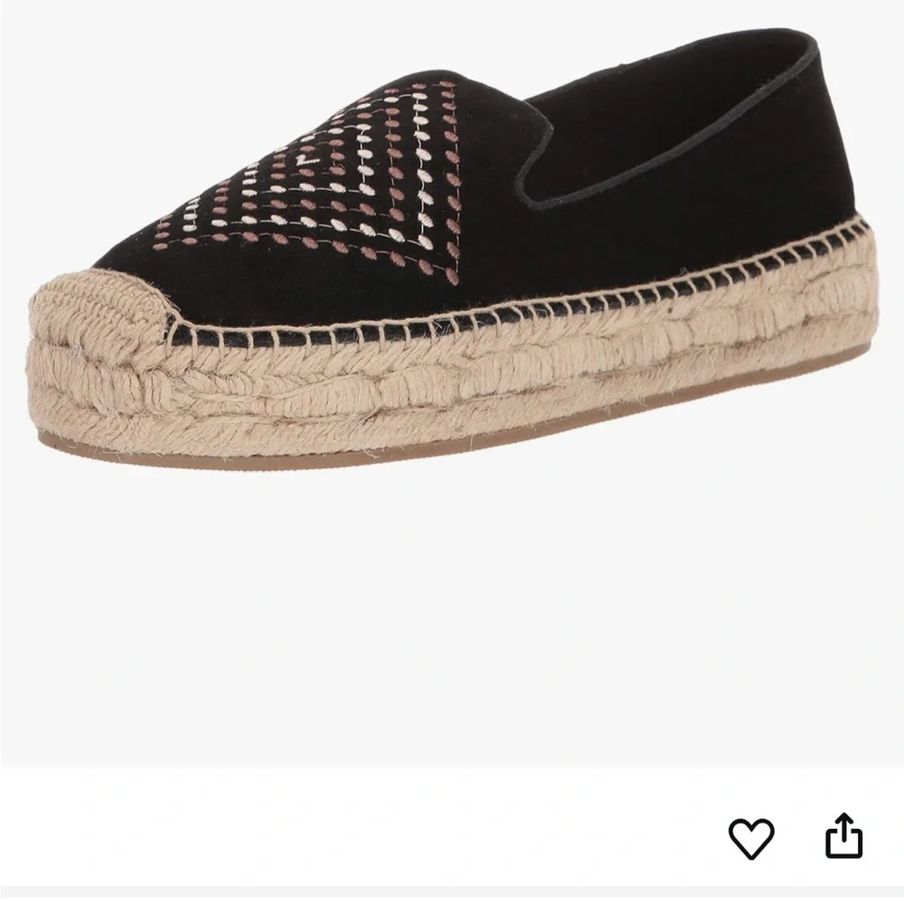 Jack Rogers Black Suede Embroidered Espadrilles Sz 7.5 Summer Classic